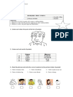 4 °ENGLISH  TEST  UNIT 1- HOW DO YOU FEEL