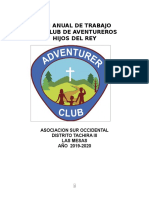 Plan Anual de Aventureros Hijos Del Rey 2020