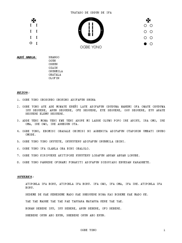Ogbe Yono Deidades Santeria
