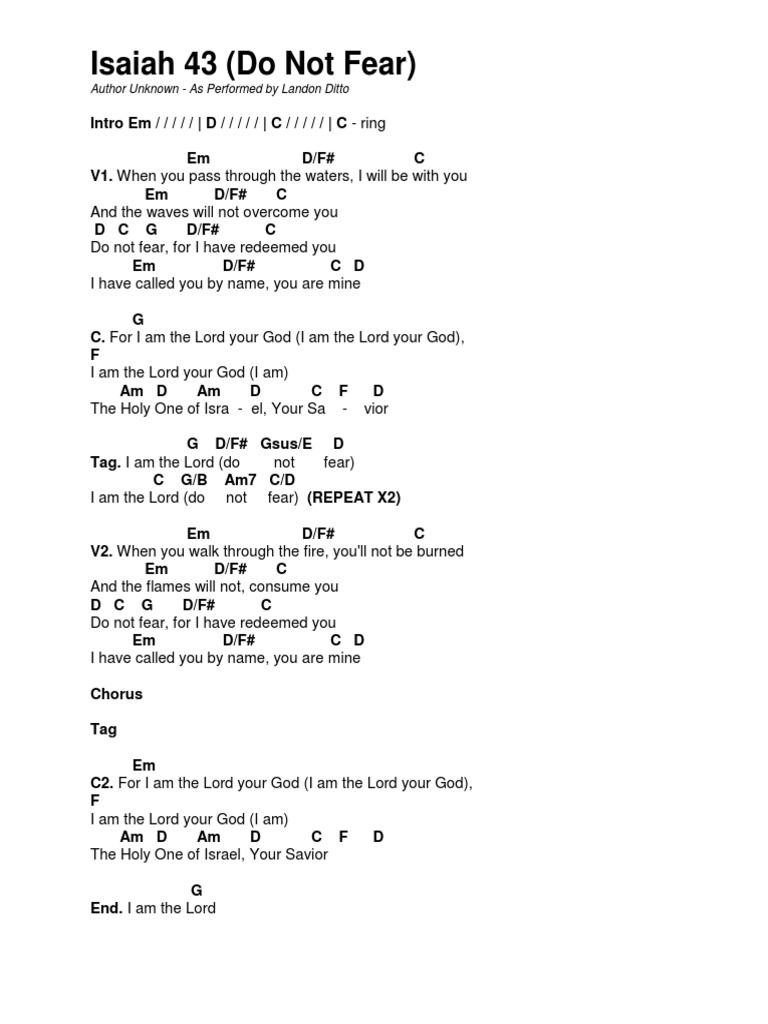 fear not for i am with you i have called you by name