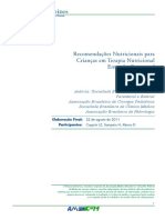 Recomendações nutricionais para crianças em terapia enteral e parenteral