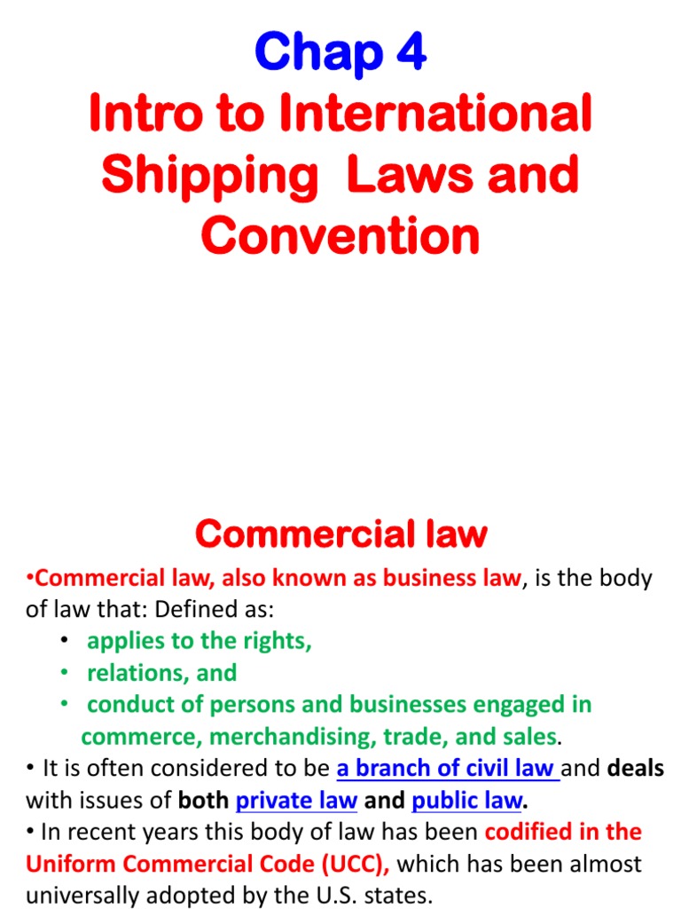 Intro To International Shipping Laws and Convention Chap 4 PDF