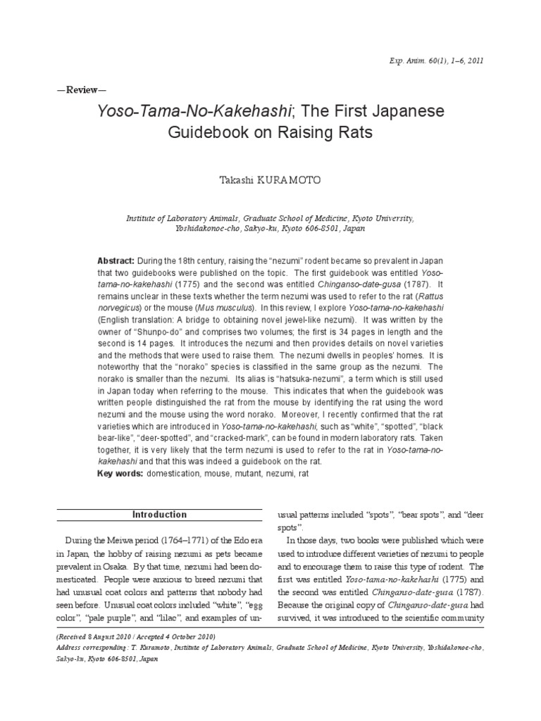 Researvch On Japanese Rats in Litrature | PDF | Laboratory Rat | Mouse