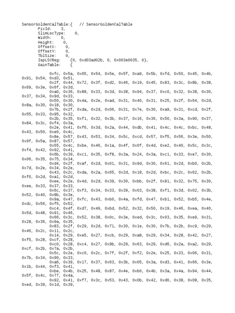 Sensor Calibration Data Table | PDF