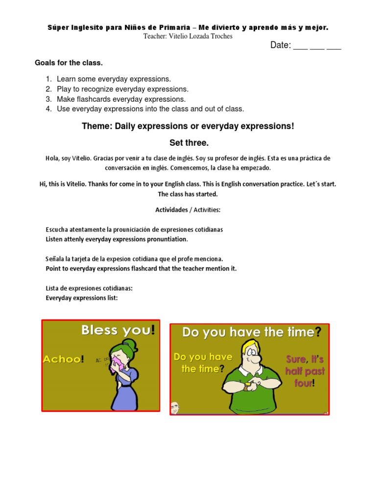 Theme: Daily Expressions or Everyday Expressions! Set Three | PDF ...