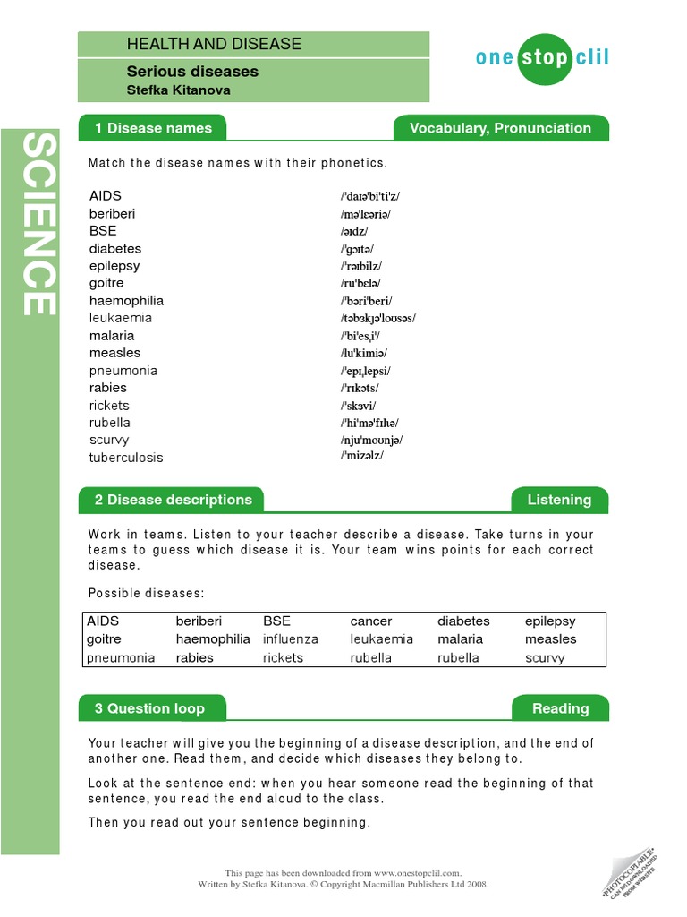 Serious Diseases - One Stop Clil PDF | PDF | Infection | Virus