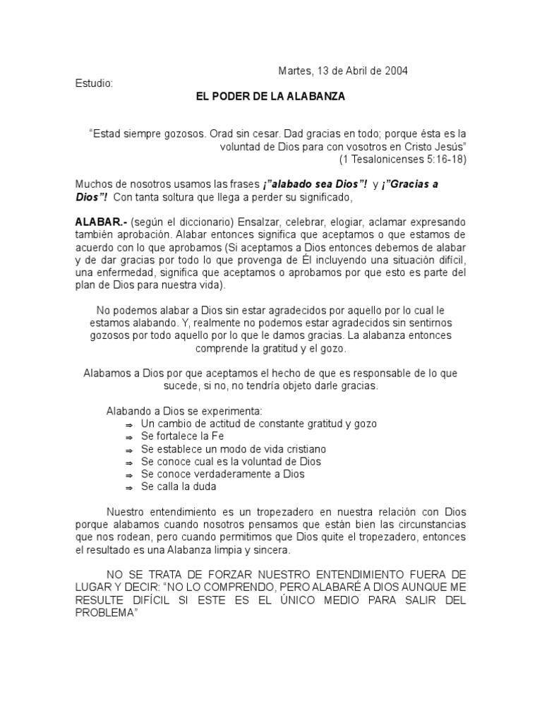 El Poder Transformador de la Alabanza | PDF | Libro de trabajo | Salmos