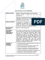 Module Details Module 3: Electrical Equipment and Technology