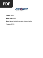 Vendor: ISACA Exam Code: CISA Exam Name: Certified Information Systems Auditor Version: DEMO