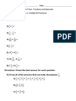 Math Unit 4 Fractions Unit Test Susan Reed