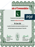 Certificate of Commendation: Mr. Sami Ullah