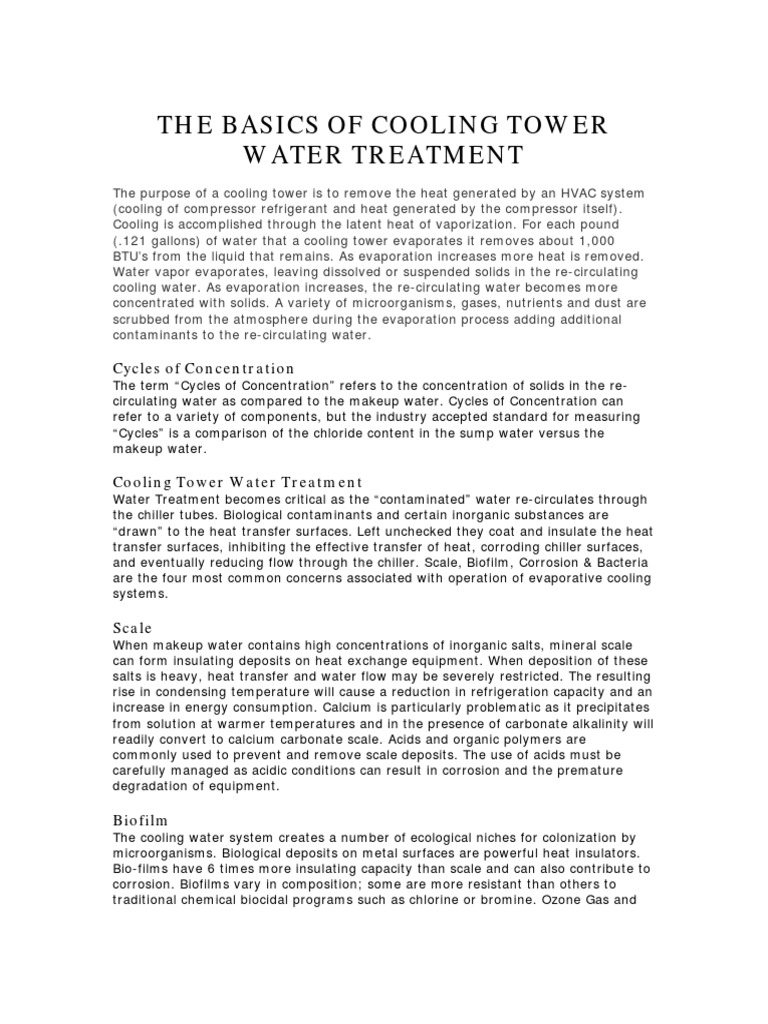 Basics Cooling Tower | PDF | Corrosion | Biofilm