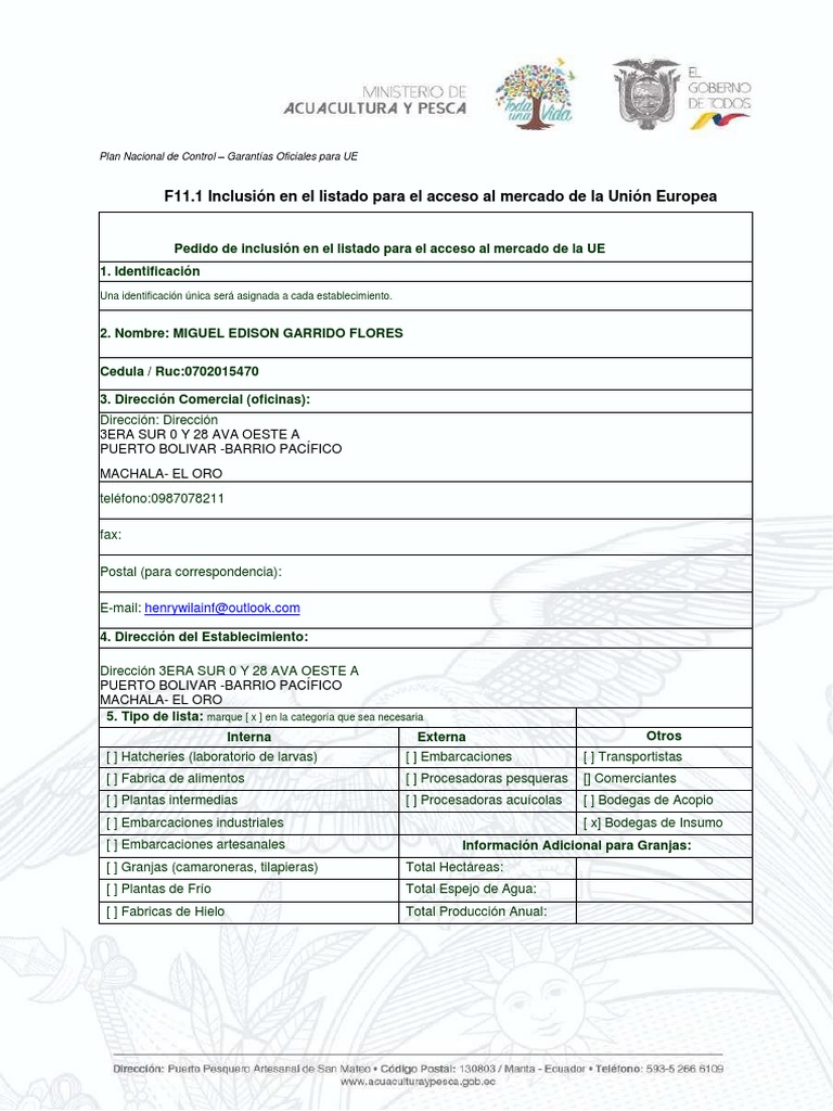 Solicitud Formulario F11 para UE | PDF | Unión Europea | Business
