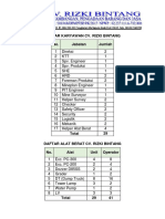 Daftar Karyawan Cv. Rizki Bintang No. Jabatan Jumlah