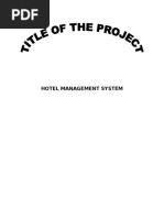 Hotel Management System Project Report