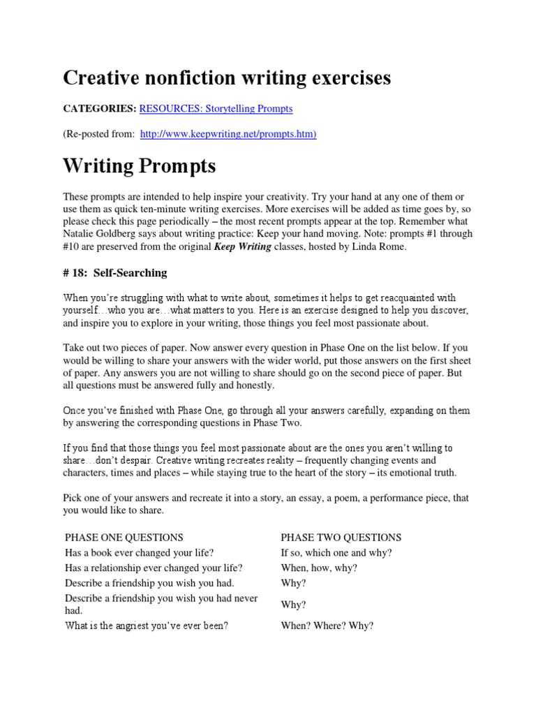 Creative Nonfiction Writing Exercises PDF Narrative Poetry