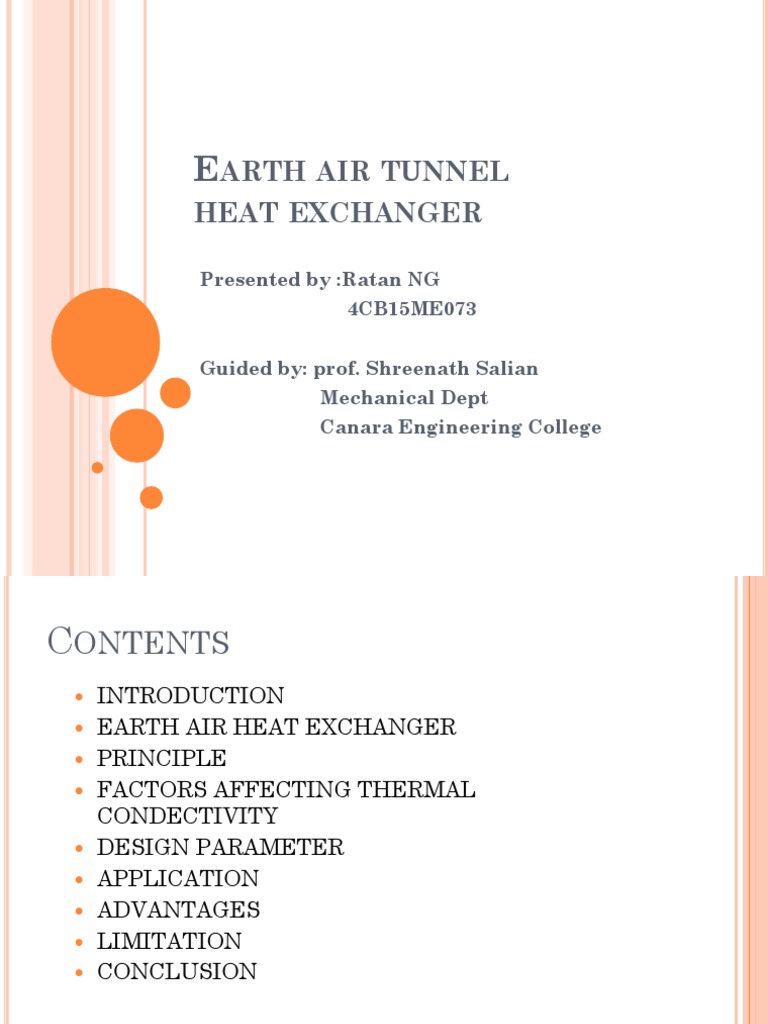 Earth Air Tunnel Heat Exchanger | PDF | Heat Transfer | Heat Exchanger