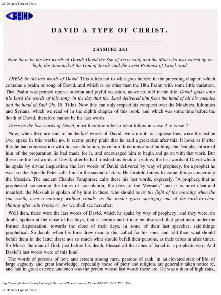 David as a Type of Christ | PDF | David | Anointing