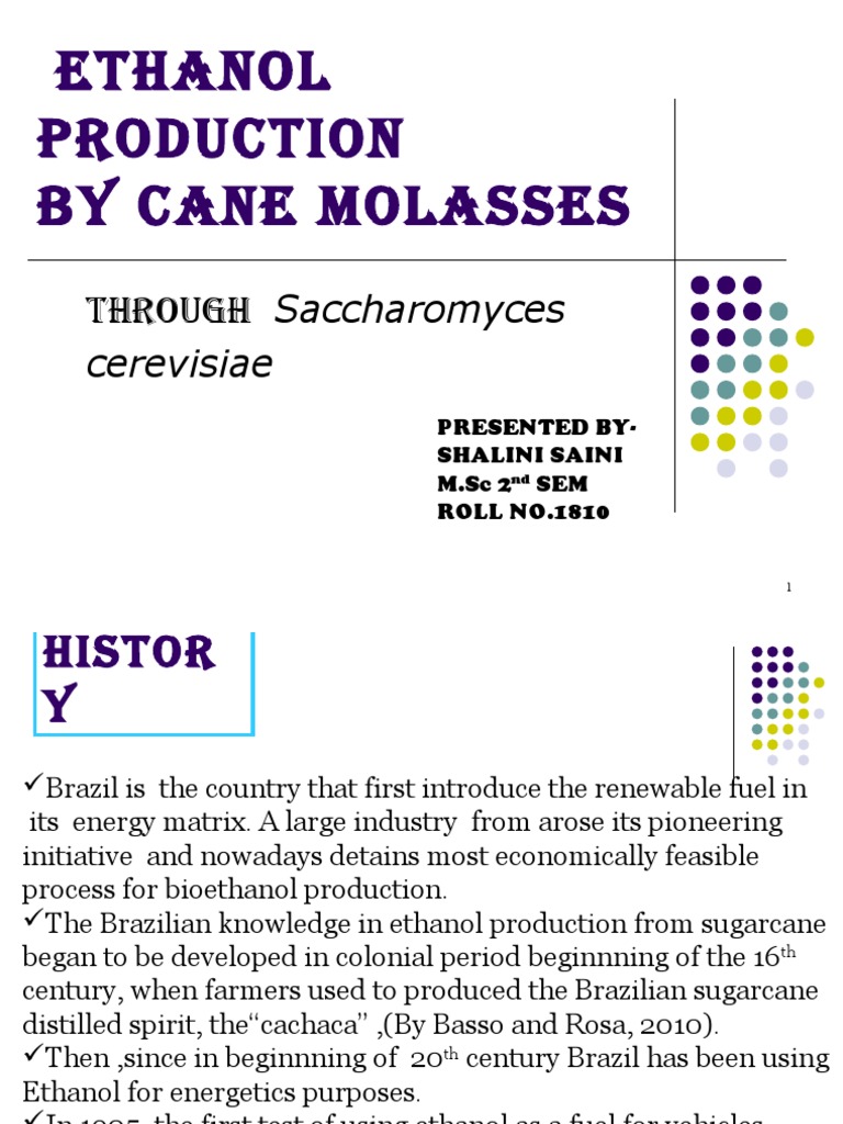 Ethanol Producti On by Cane Molasses PDF Fermentation Yeast