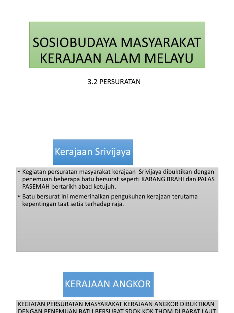 Sosiobudaya Masyarakat Kerajaan Alam Melayu Pptx