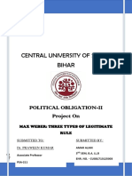 Central University of South Bihar: Max Weber: Three Types of Legitimate Rule