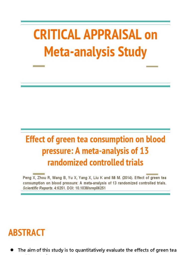 Critical Appraisal On Meta-Analysis Study | PDF | Meta Analysis | Green Tea