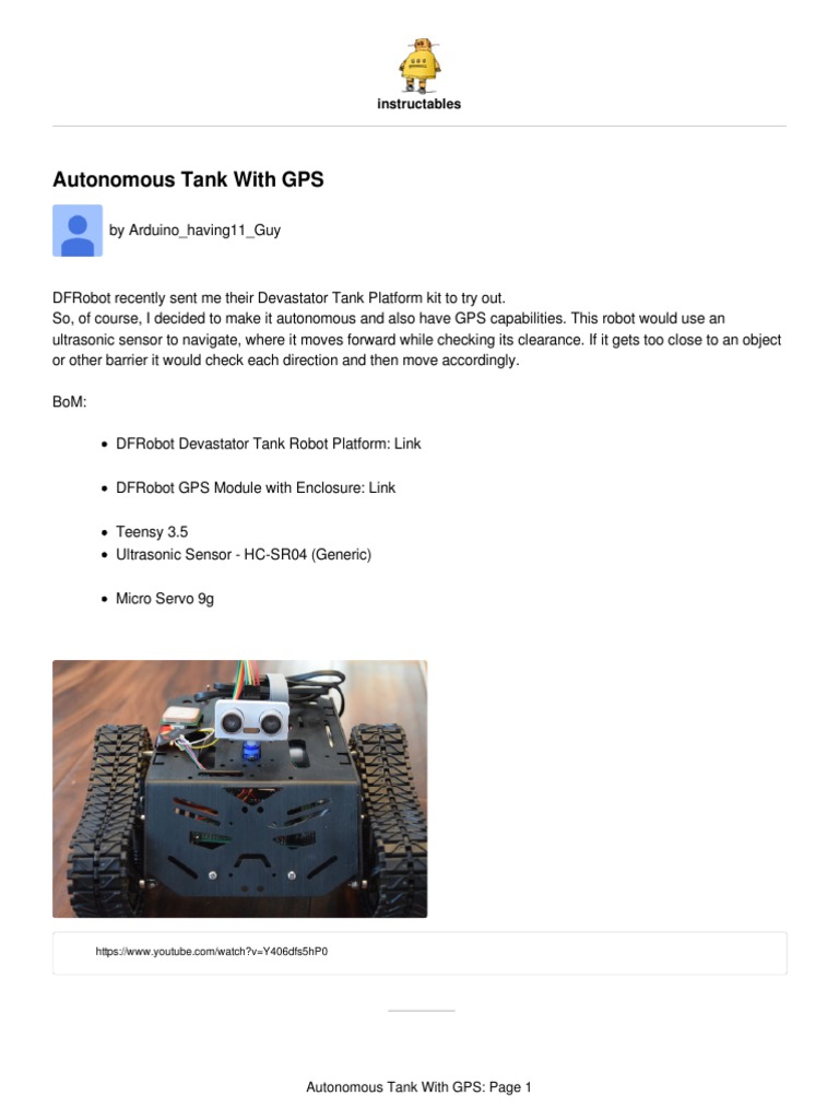 Autonomous Tank With GPS | PDF | Arduino | Global Positioning System