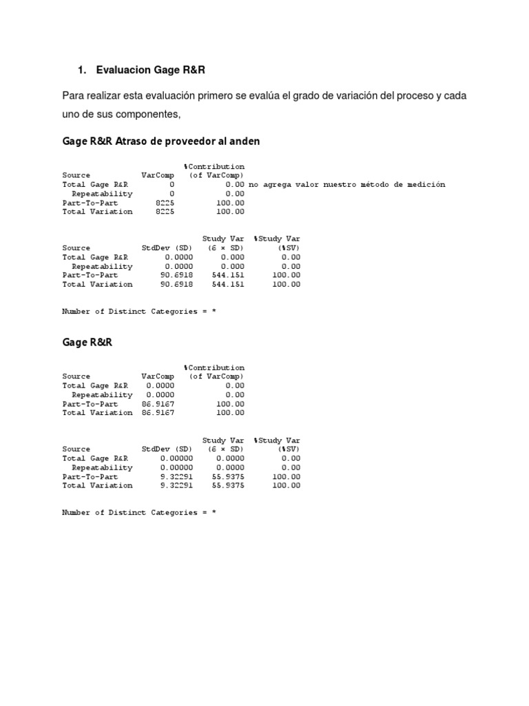 Evaluacion Gage R&R Trabajo 3 Finalisado PDF Science Business