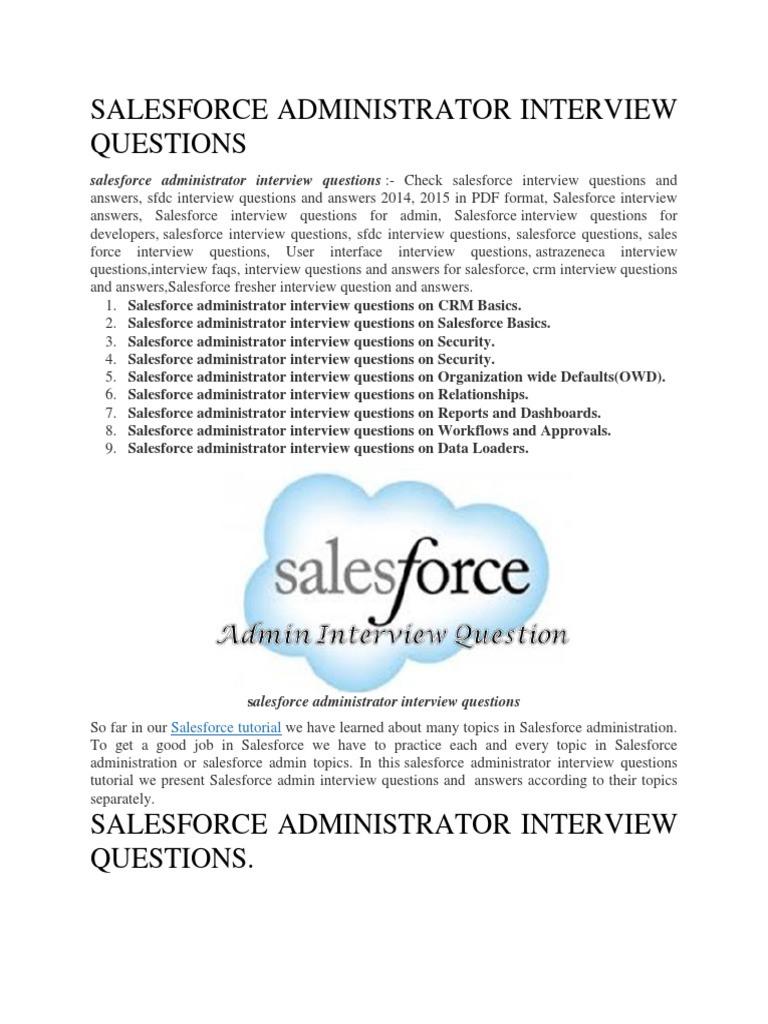 Salesforce Admin Interview Questions 2024 Pdf Myrle Tootsie