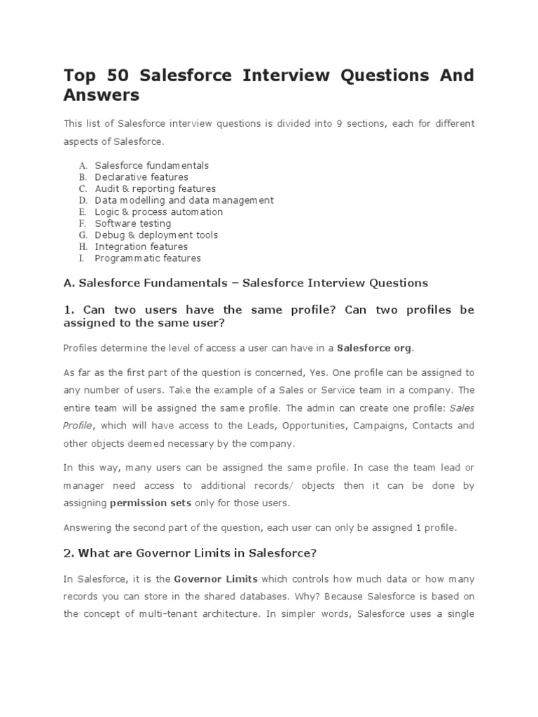 Salesforce Interview Questions & Answers | PDF | Software Testing | Web ...