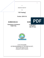 Seminar Report On 3D Printing