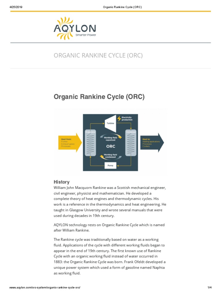 Organic Rankine Cycle (ORC) | PDF | Applied And Interdisciplinary ...