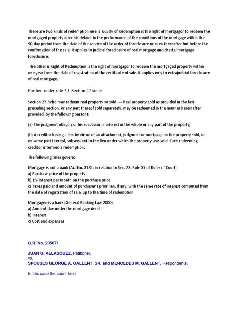 Understanding Redemption Rights in Mortgages | PDF | Mortgage Law ...
