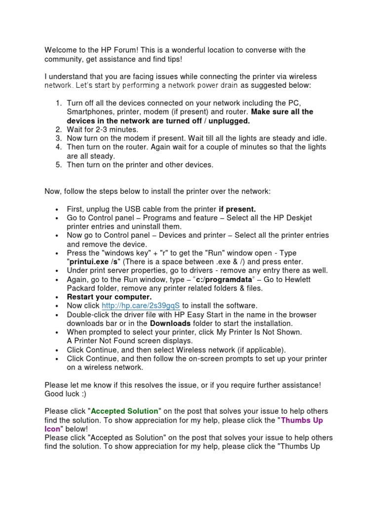 Wireless Printer Setup Guide | PDF | Hewlett Packard | Computer Network