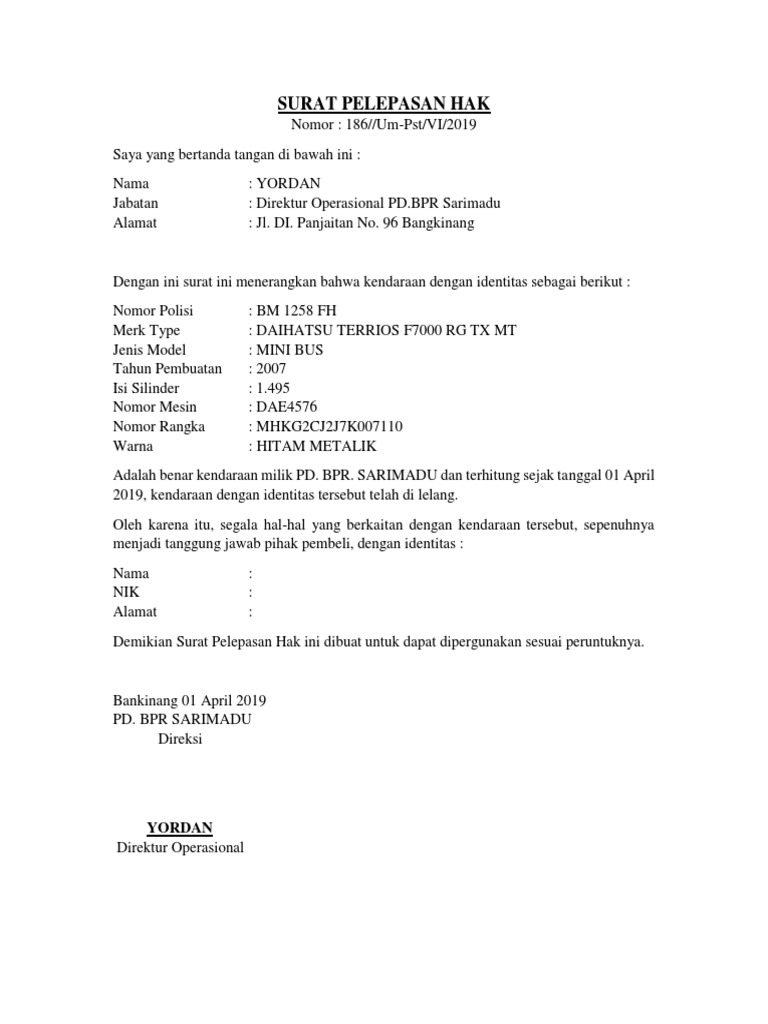 Surat Pelepasan Hak