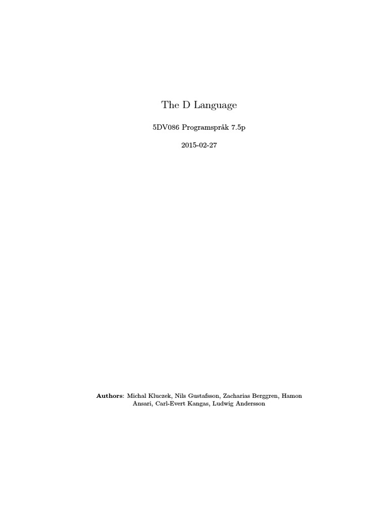 The D Language | PDF | Parameter (Computer Programming) | C ...