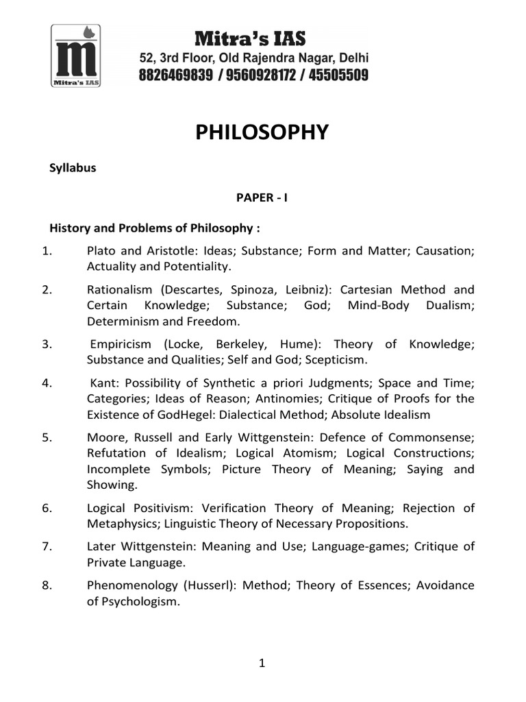 Topic Wise Philosophy Past 10 Years Questions | PDF | Immanuel Kant ...