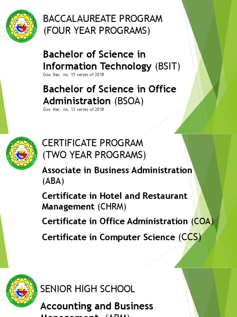 Baccalaureate Program (Four Year Programs) | PDF