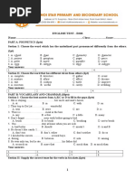 English Test - E606 Name:.......................................................................................... Class:..................... Score:................