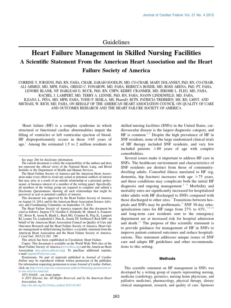 Heart Failure Management in Skilled Nursing Facilities PDF | PDF ...