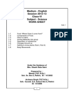 Medium - English Session 2012-13 Class-VI Subject - Science Work-Sheet