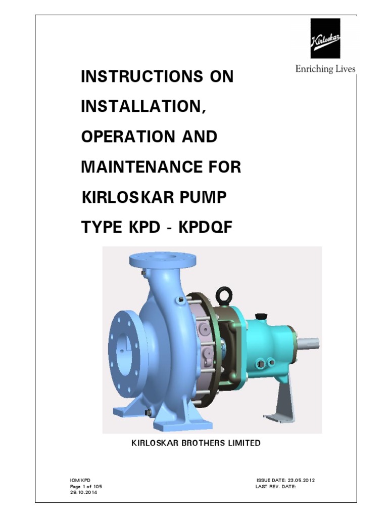 Kirloskar Pump Manual Maintainance PDF | PDF | Pump | Valve
