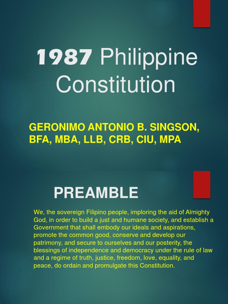 1987 Philippine Constitution Overview | PDF | Pardon | President Of The ...