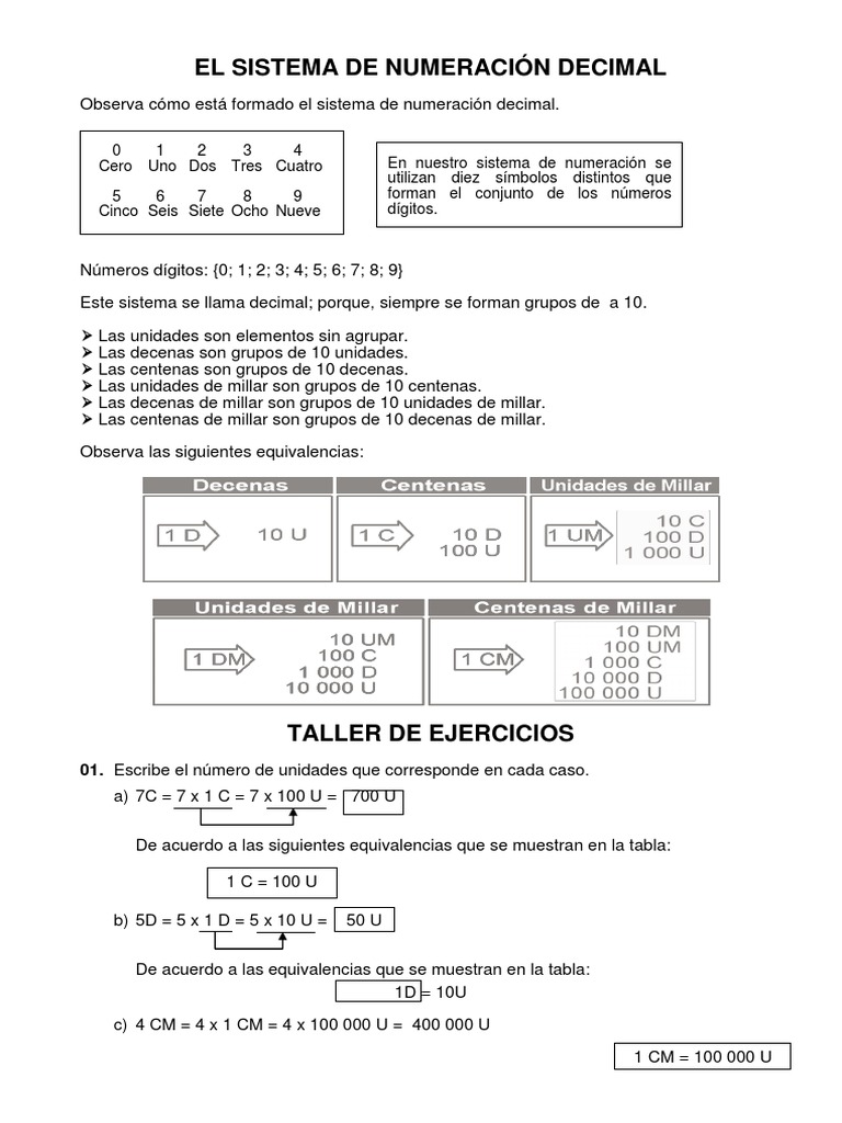 El Sistema de Numeración Decimal | PDF | Decimal | Modelado científico