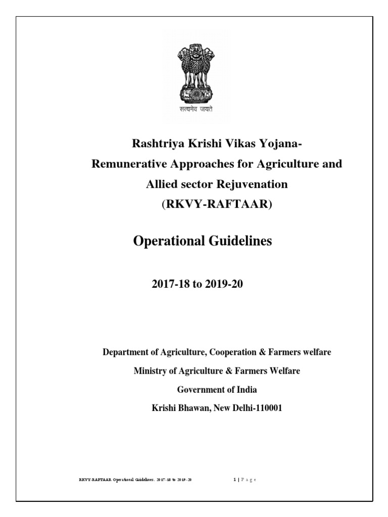 RKVY-RAFTAAR Operational Guidelines | PDF | Public–Private Partnership ...