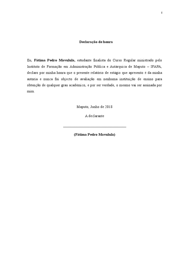 Declaração de Honra | PDF