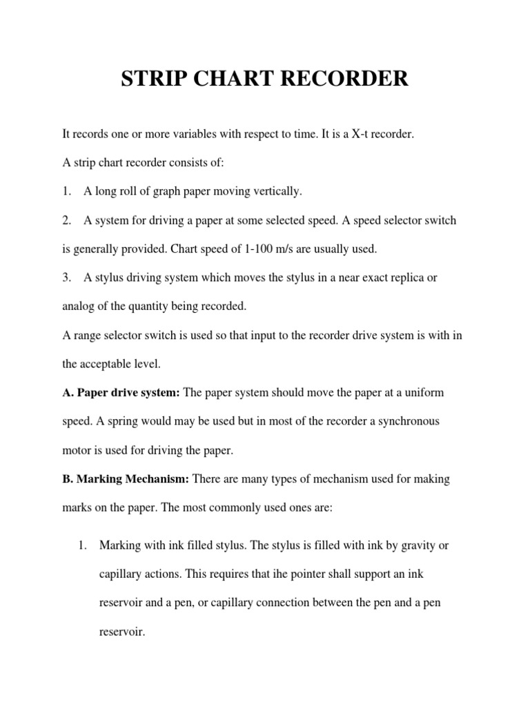 Strip Chart Recorder PDF Physics Mechanical Engineering