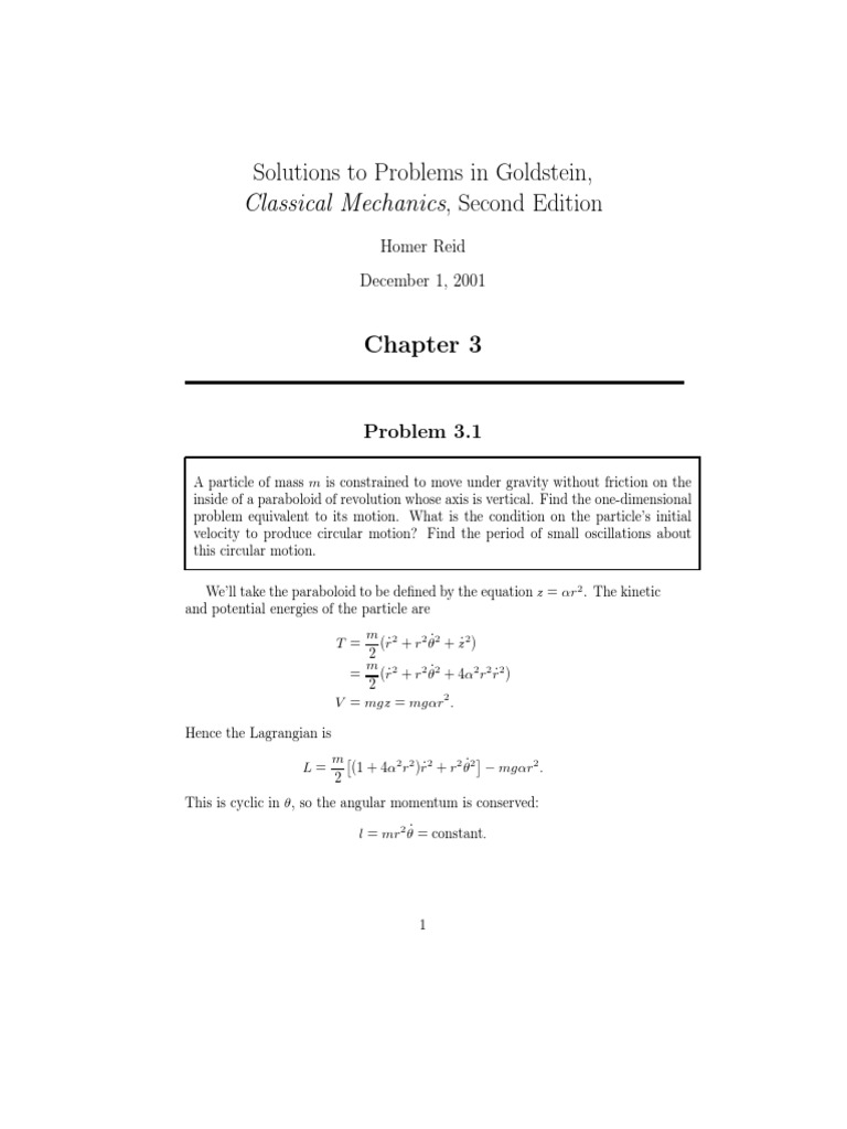 Classical Mechanics Problems And Solutions Pdf