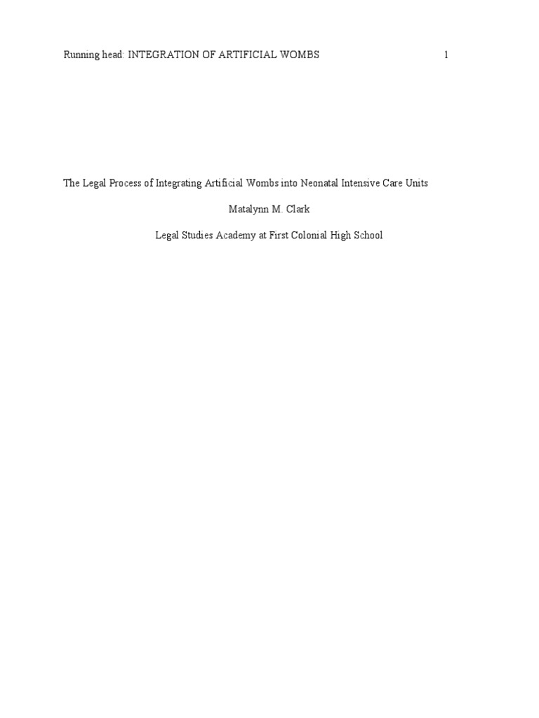 Senior Project Paper PDF Preterm Birth Neonatal Intensive Care Unit