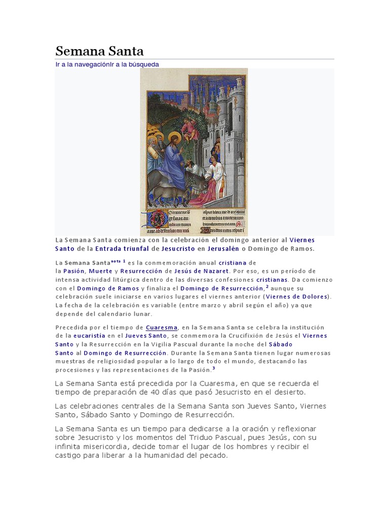 Objetivos y Significado de la Semana Santa | PDF | Pascua de ...